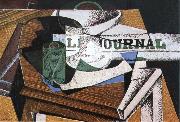 Juan Gris Fruit dish book and newspaper oil painting